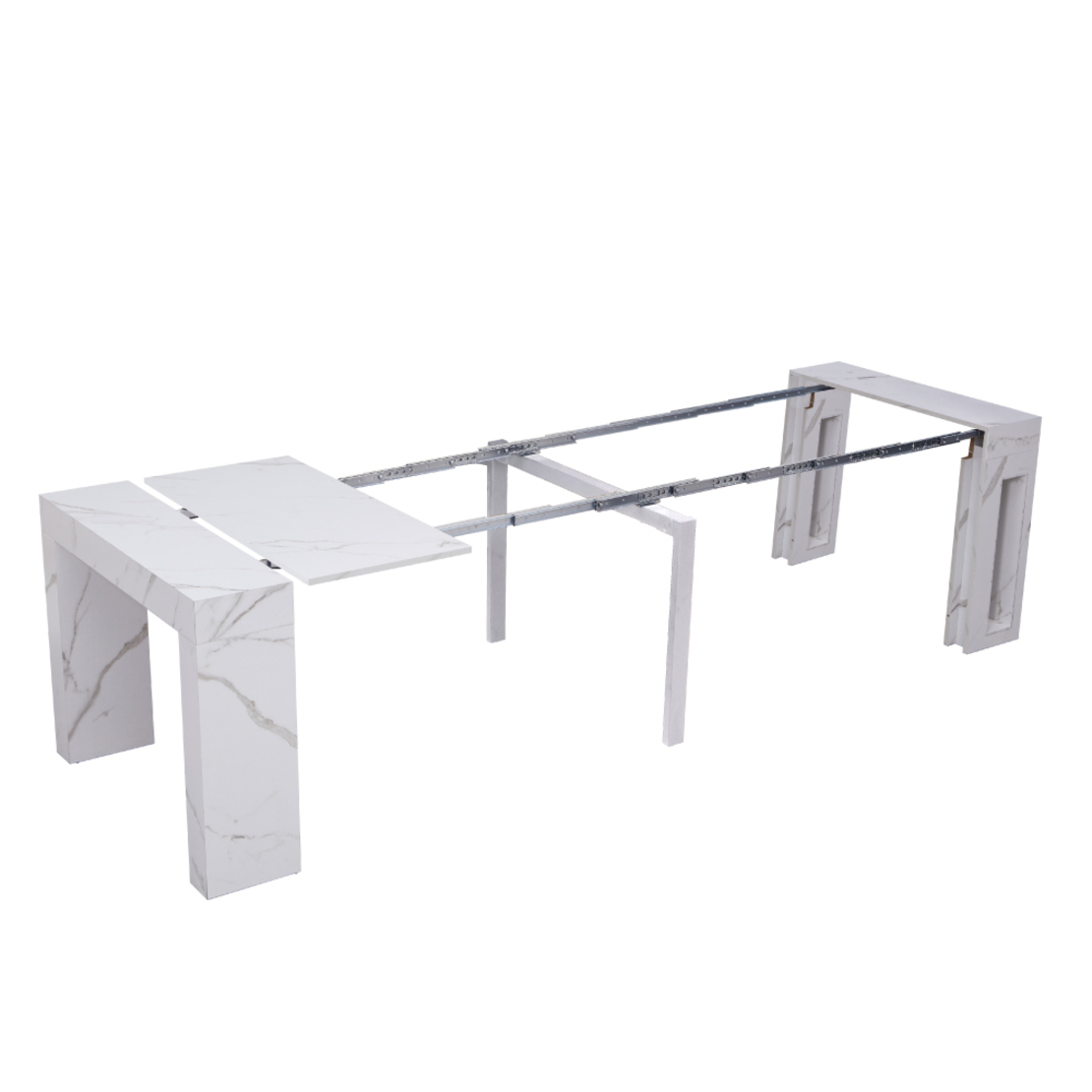 קונסולה נפתחת לפינת אוכל 3 מטר דגם הרמס Hermes לבן שיש | מבית WOODY