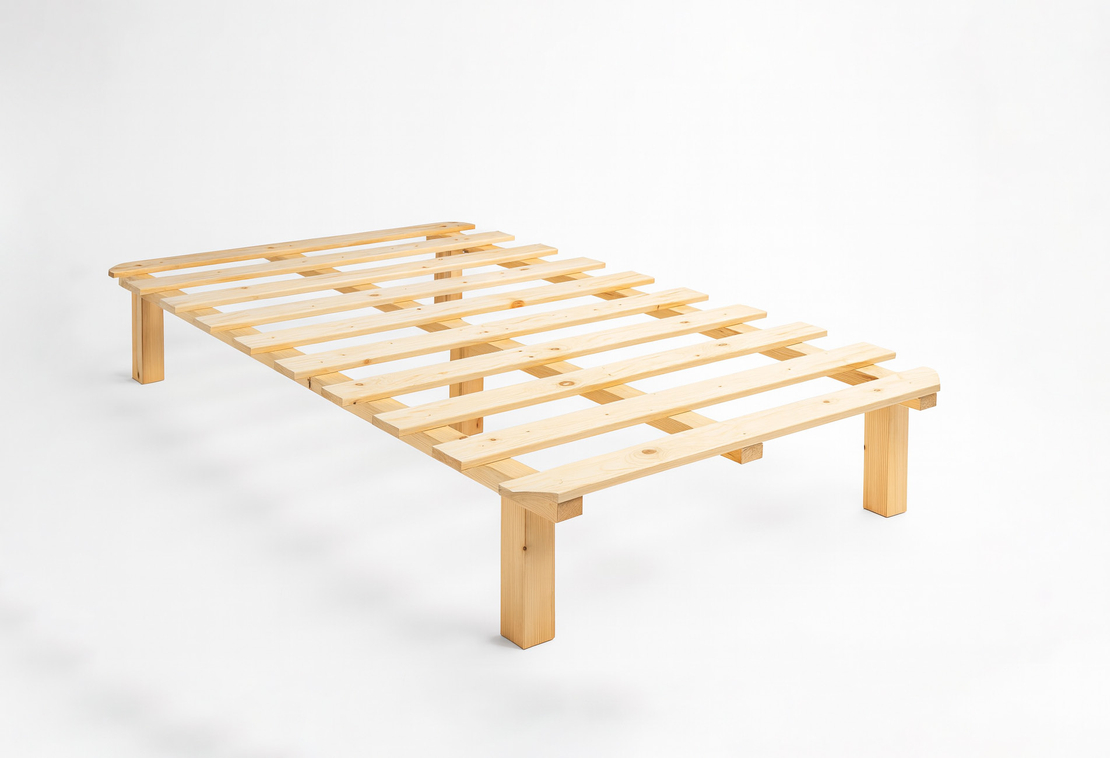 בסיס מיטה מעץ אורן מלא וחזק במיוחד