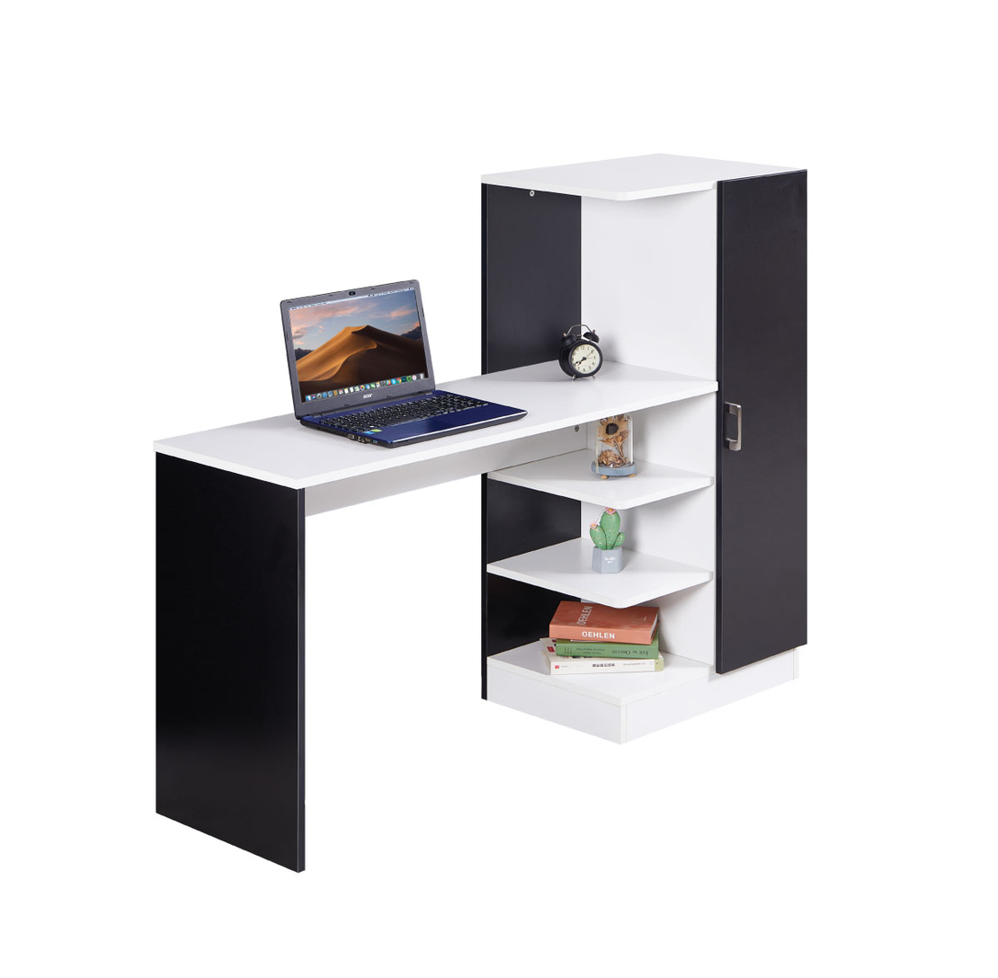 שולחן תלמיד משולב ספרייה דגם טליה Talia לבן משולב שחור | מבית WOODY