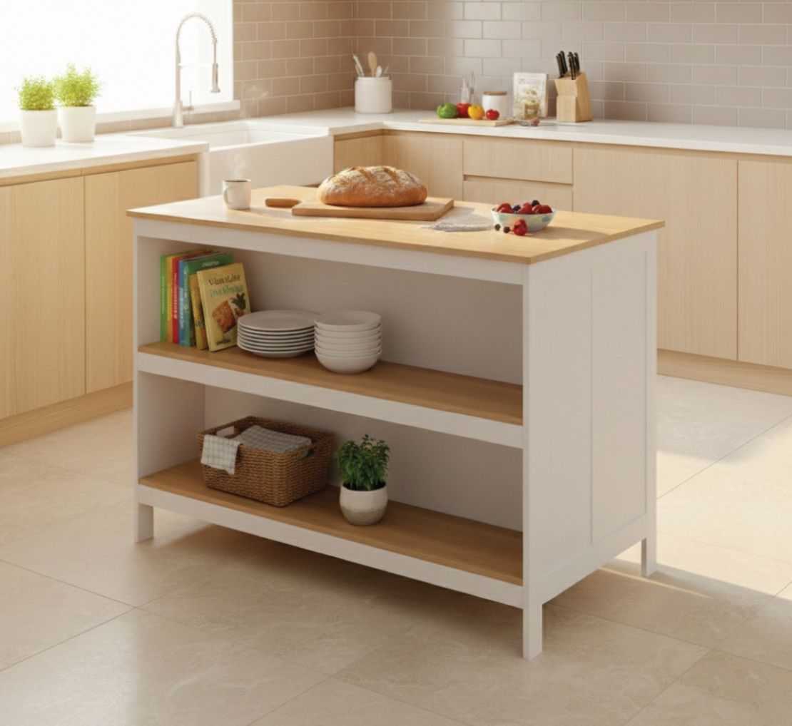 אי למטבח משולב שולחן בר דגם עדן Eden לבן משולב עץ | מבית WOODY