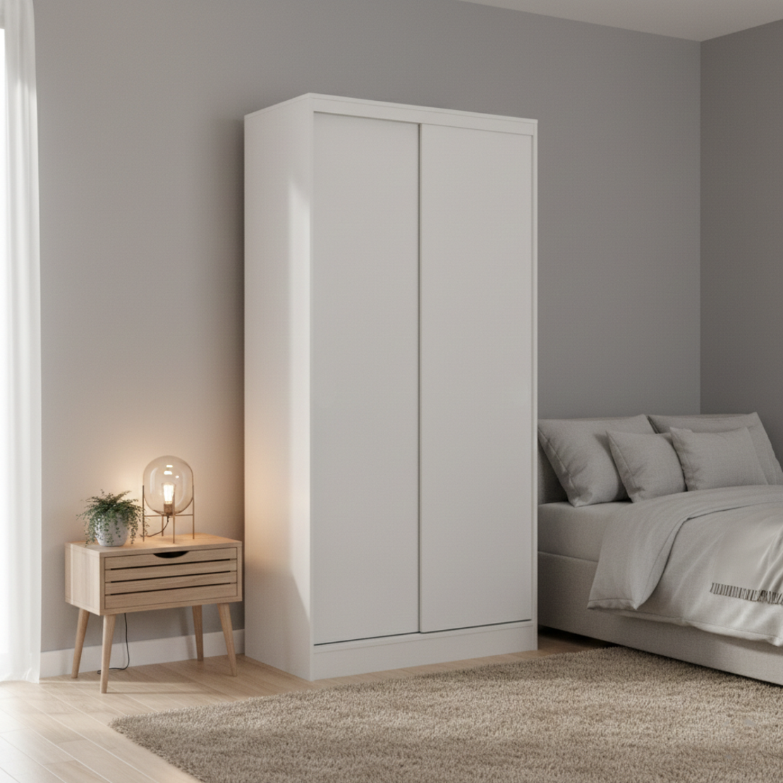 ארון הזזה 2 דלתות 100×220 דגם מיאמי Miami לבן | מבית WOODY