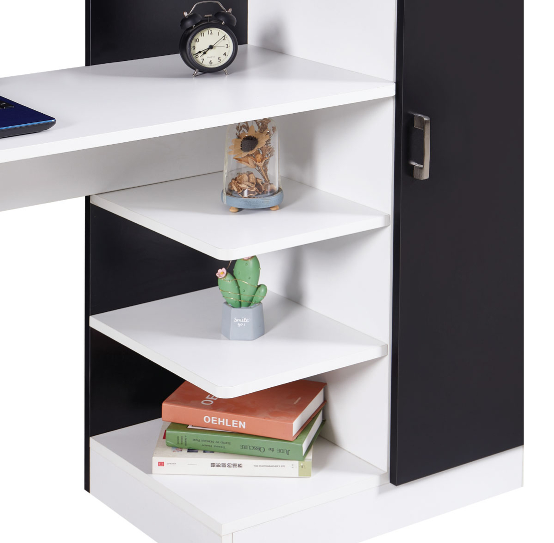 שולחן תלמיד משולב ספרייה דגם טליה Talia לבן משולב שחור | מבית WOODY