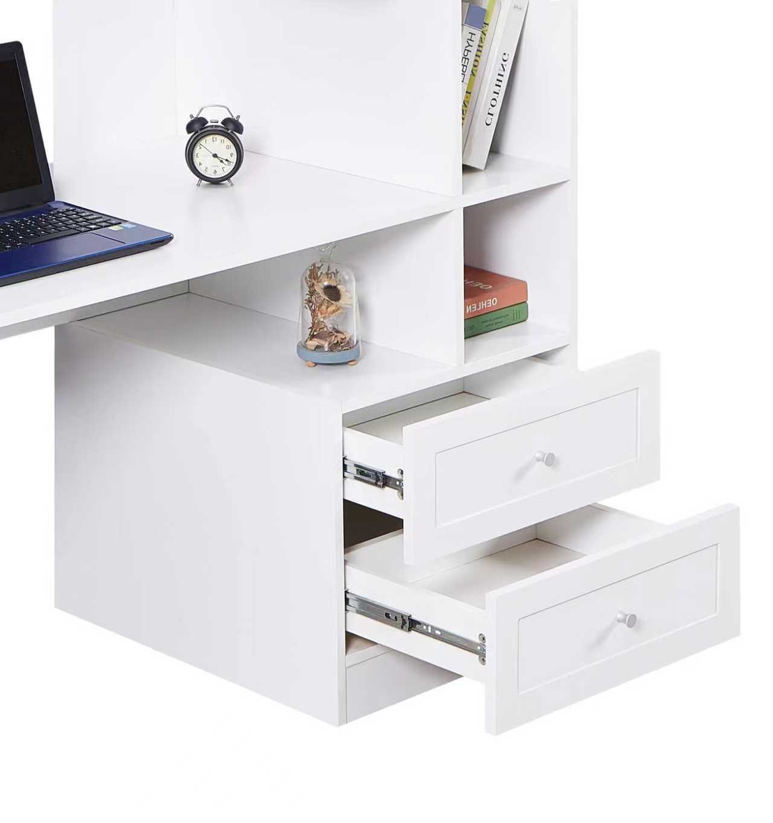 שולחן תלמיד משולב ספרייה דגם שקד Shaked לבן | מבית WOODY