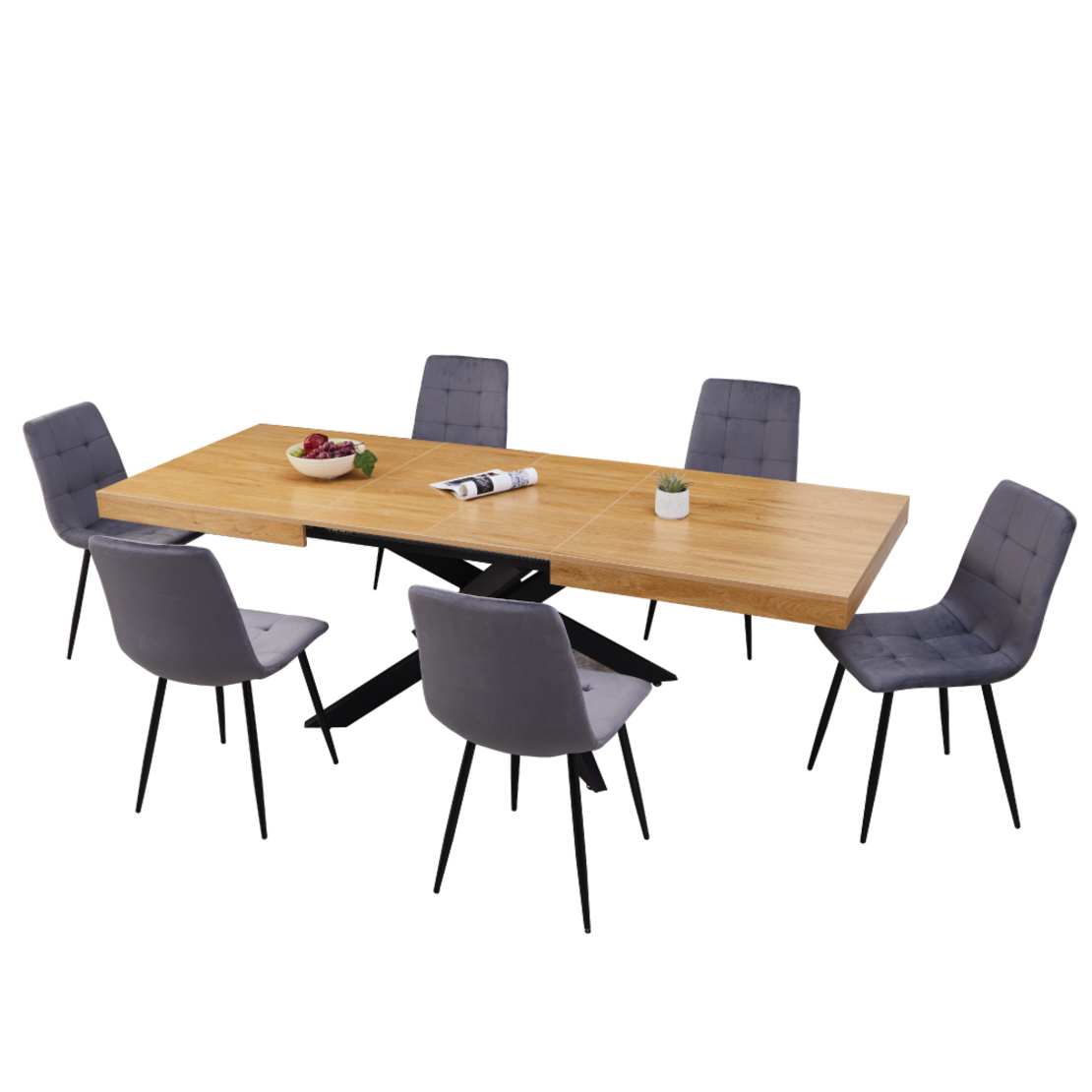 שולחן פינת אוכל נפתח 160-240 דגם אפולו Apollo עץ טבעי רגל שחורה | מבית WOODY