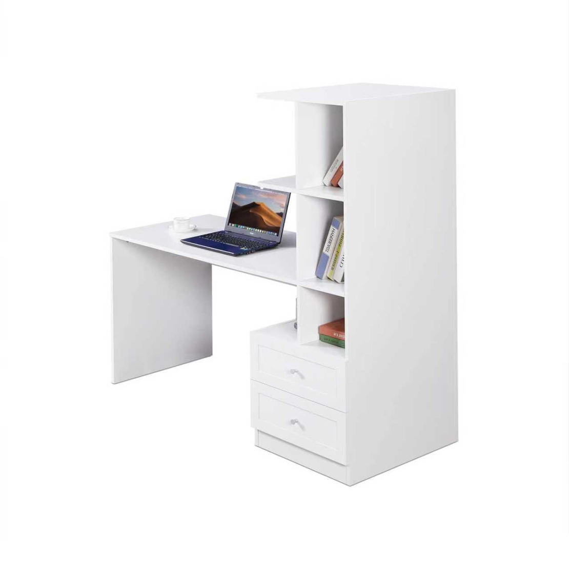 שולחן תלמיד משולב ספרייה דגם שקד Shaked לבן | מבית WOODY