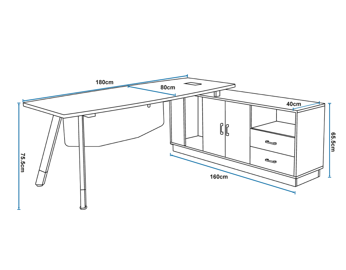 שולחן מנהלים מעוצב שלוחה צד ימין דגם שחר Shachar | מבית WOODY