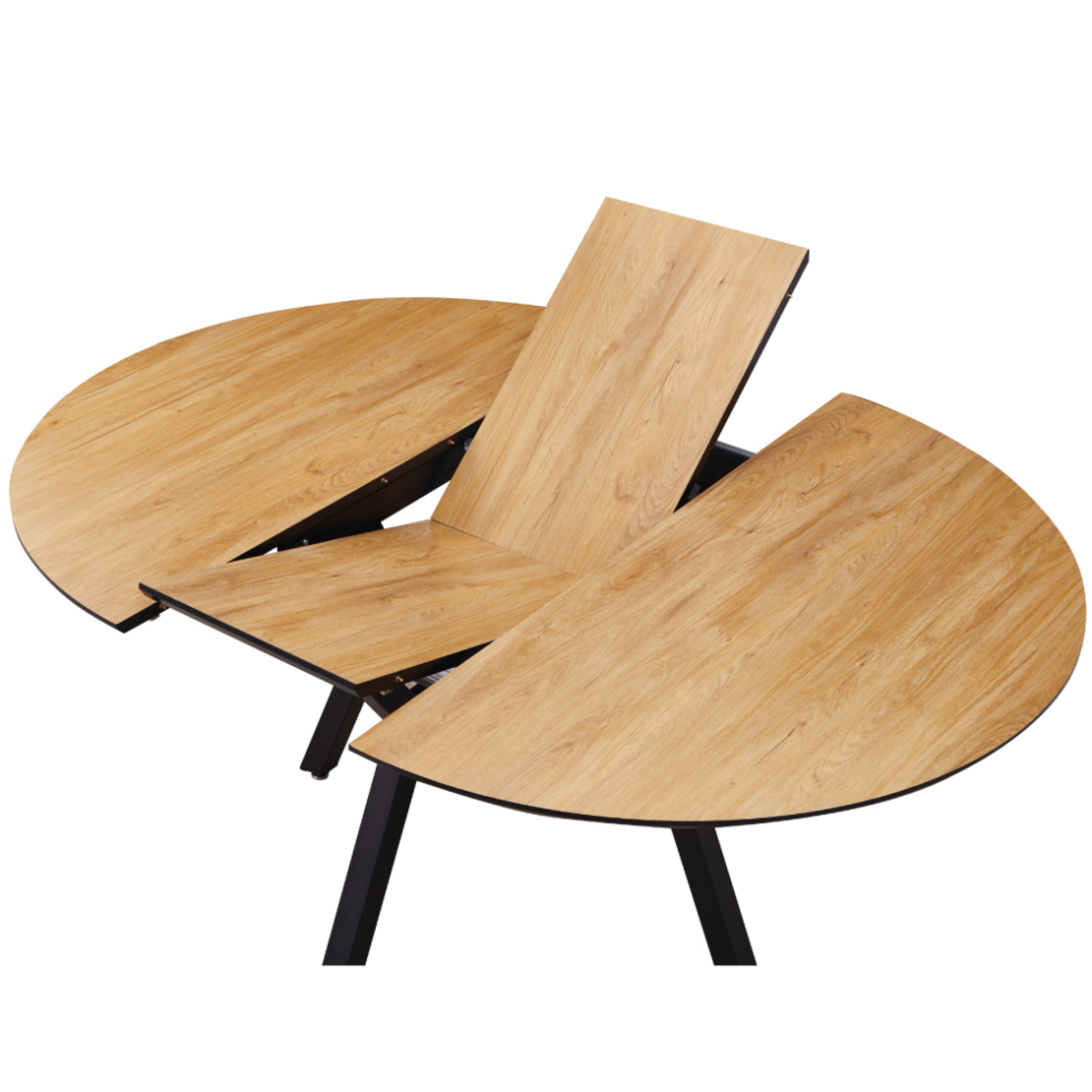 שולחן פינת אוכל עגול נפתח 130-170 דגם אטלס Atlas עץ טבעי רגל שחורה | מבית WOODY