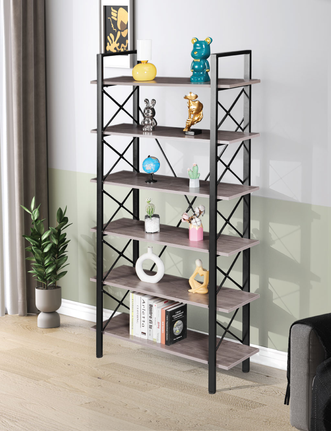 ספריית מדפים מעוצבת 90×200 דגם מאיה Maya | מבית WOODY