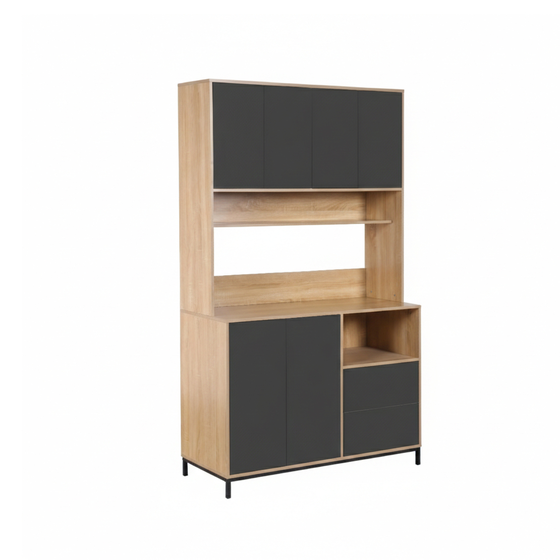 ארון שירות למטבח 120×210 עם מקום למיקרוגל דגם אוריין Orian אפור משולב עץ | מבית WOODY