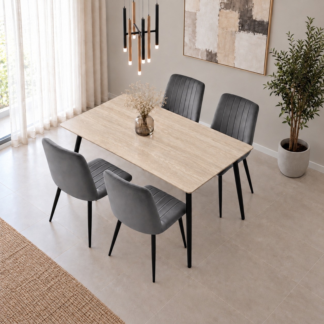 פינת אוכל פלטת קרמיקה 120X70 ס