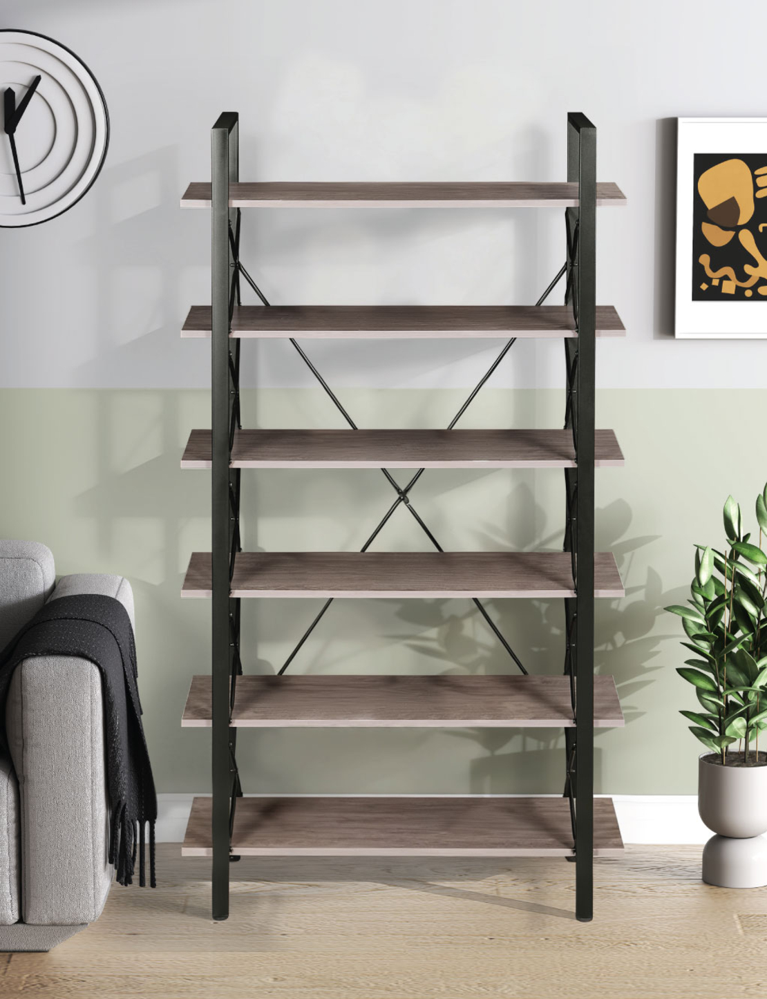 ספריית מדפים מעוצבת 90×200 דגם מאיה Maya | מבית WOODY