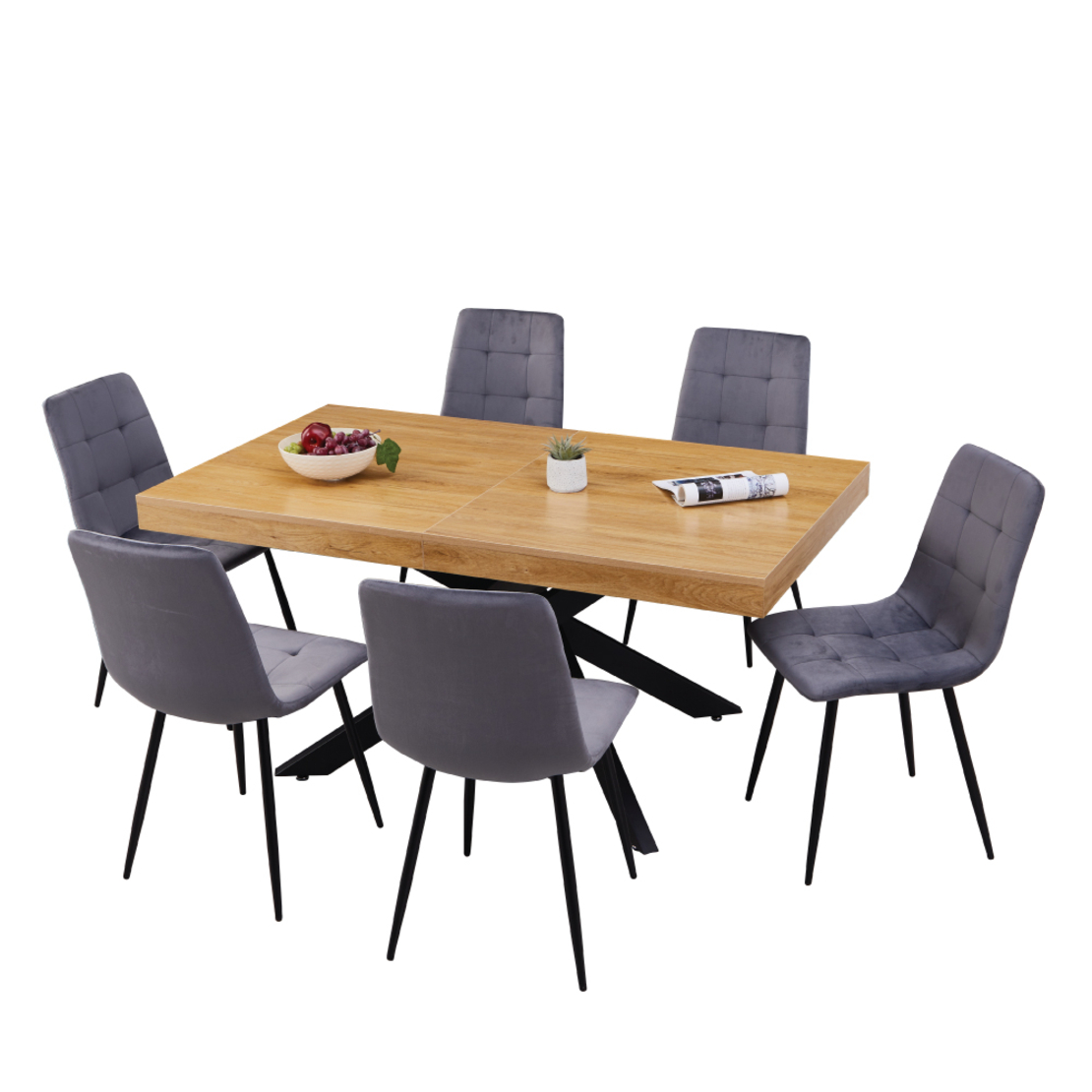 שולחן פינת אוכל נפתח 160-240 דגם אפולו Apollo עץ טבעי רגל שחורה | מבית WOODY