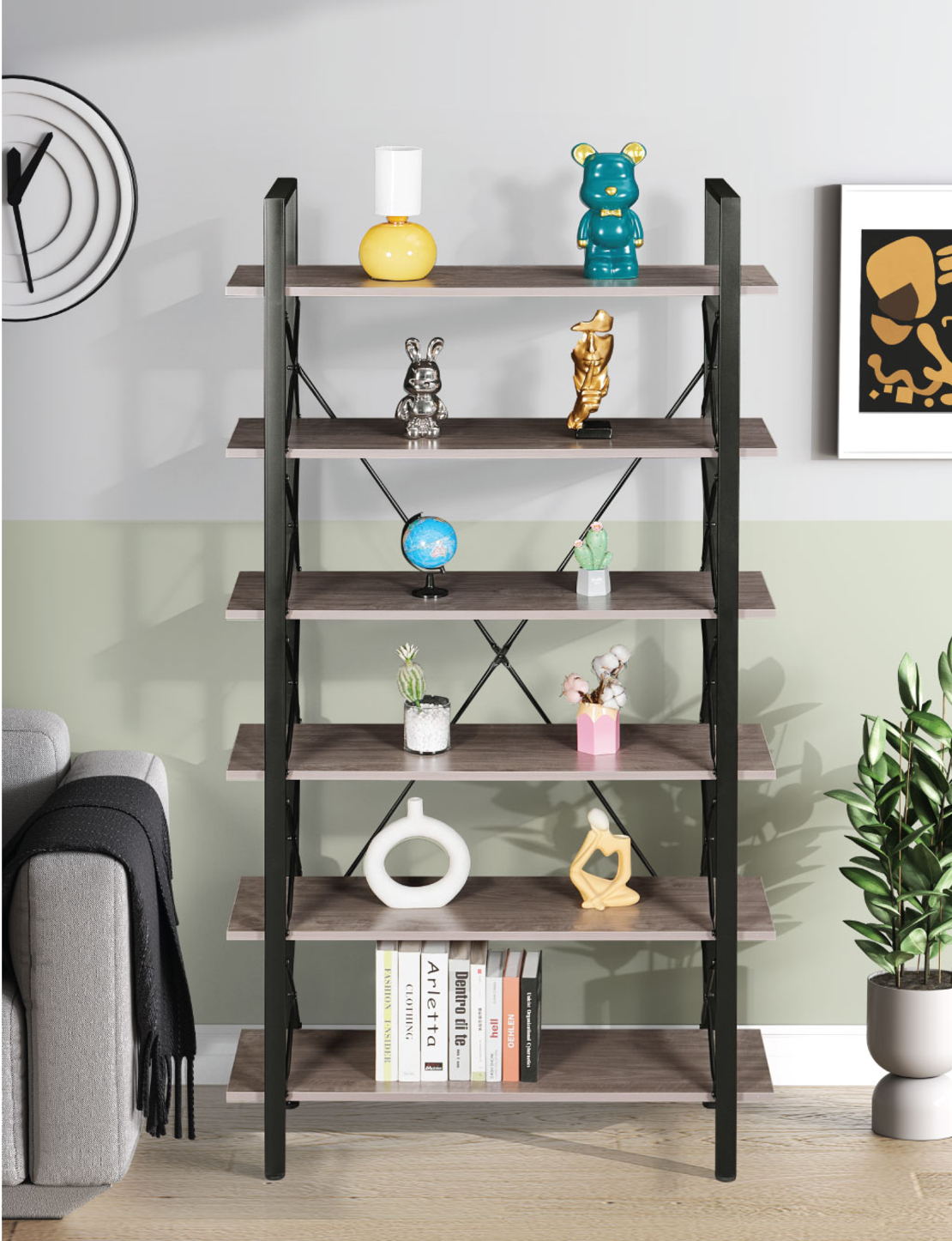 ספריית מדפים מעוצבת 90×200 דגם מאיה Maya | מבית WOODY