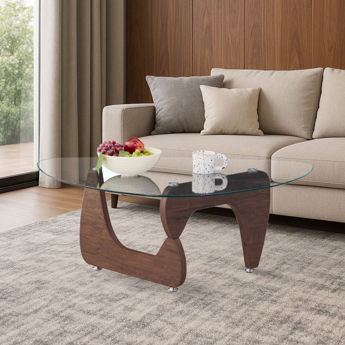 שולחן סלון זכוכית דגם סתיו STAV אגוז | מבית WOODY