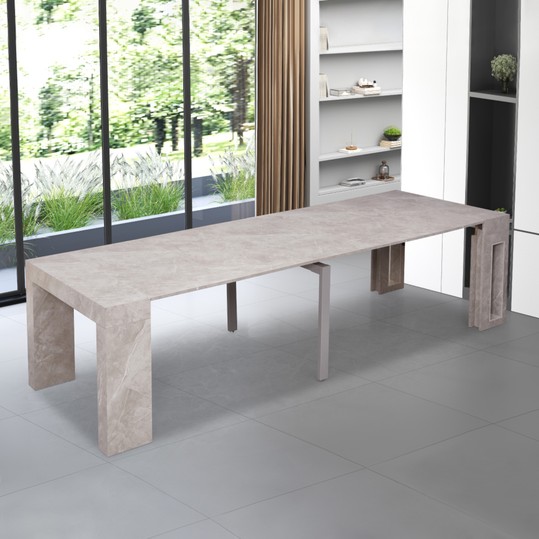 קונסולה נפתחת לפינת אוכל 3 מטר דגם הרמס Hermes אפור שיש | מבית WOODY