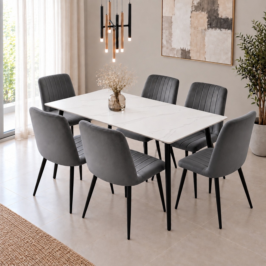פינת אוכל פלטת קרמיקה 120X70 ס