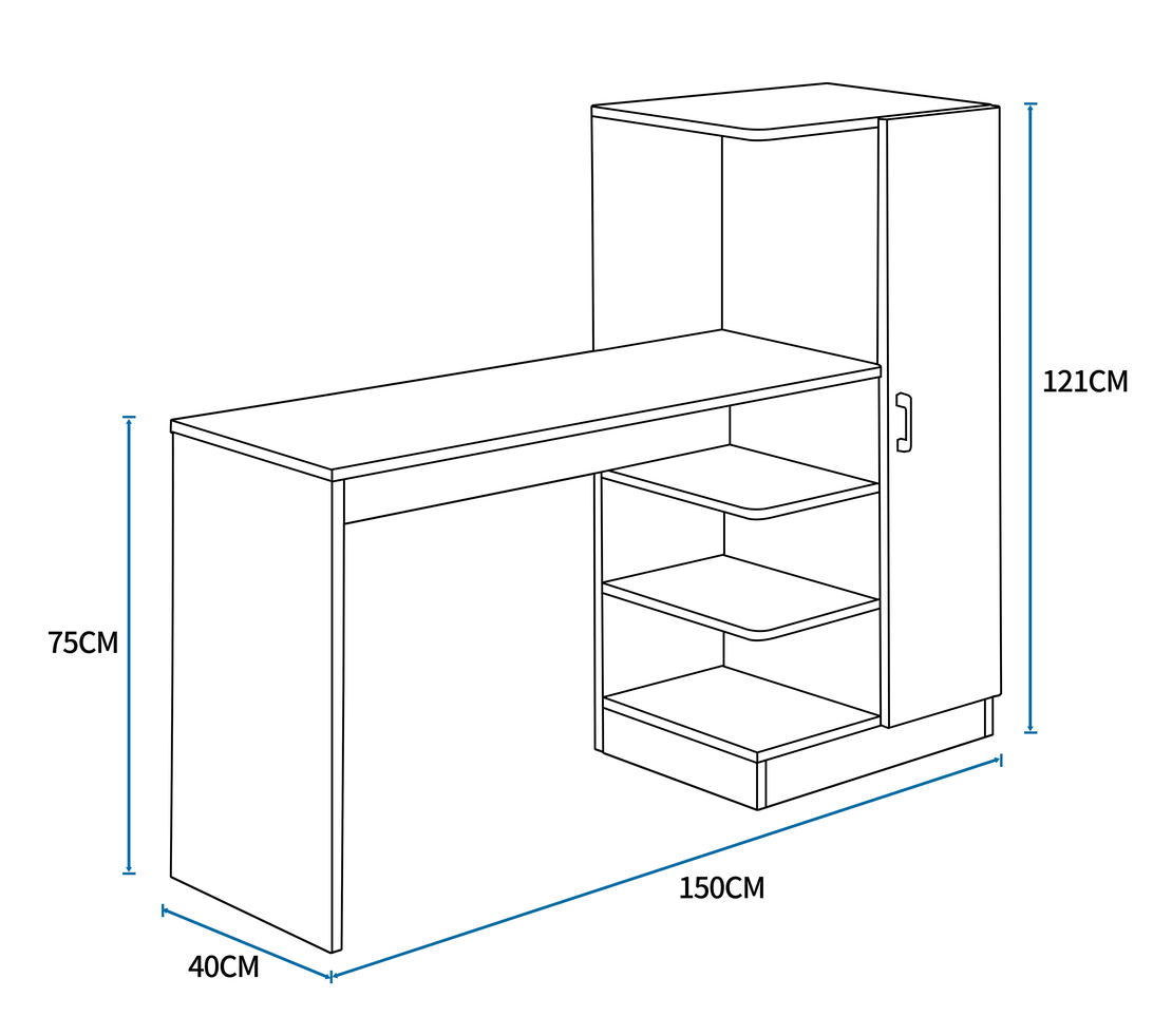 שולחן תלמיד משולב ספרייה דגם טליה Talia לבן | מבית WOODY