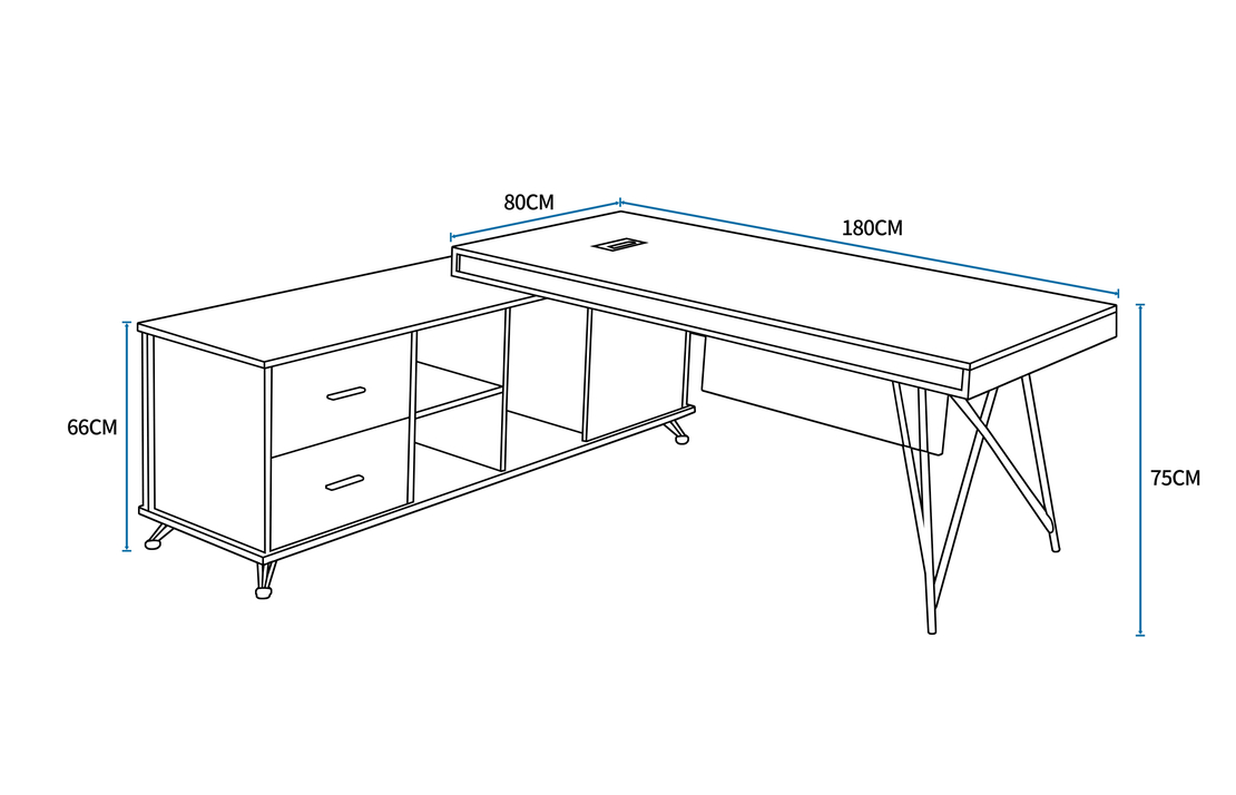 שולחן מנהלים מעוצב שלוחה צד שמאל דגם ליאם Liam | מבית WOODY
