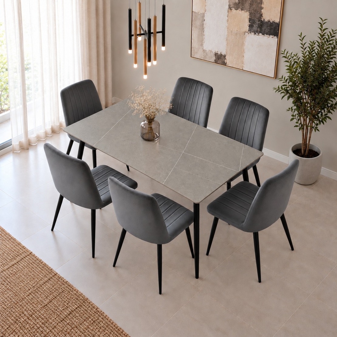 פינת אוכל פלטת קרמיקה 120X70 ס