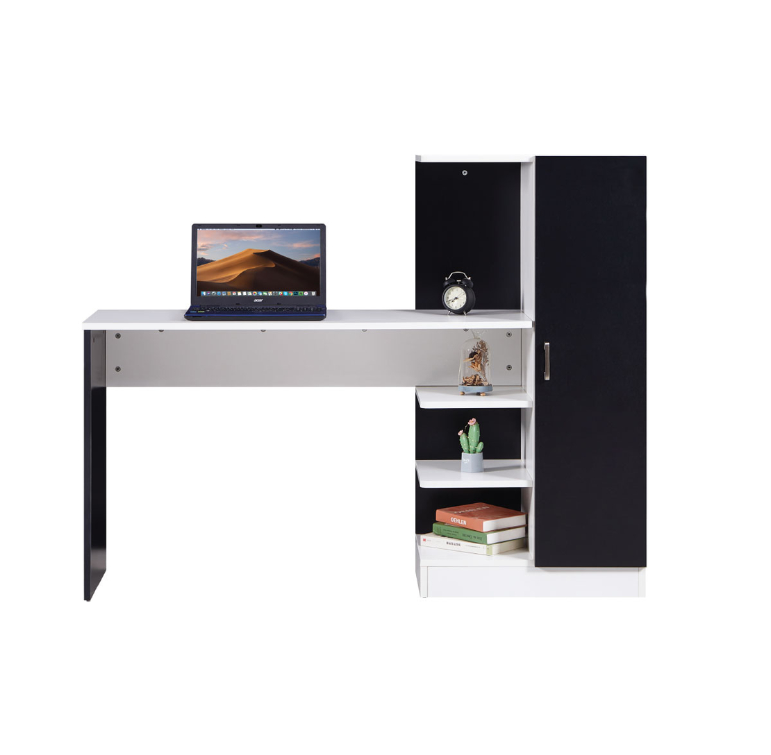 שולחן תלמיד משולב ספרייה דגם טליה Talia לבן משולב שחור | מבית WOODY