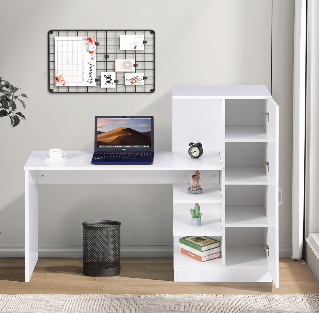 שולחן תלמיד משולב ספרייה דגם טליה Talia לבן | מבית WOODY