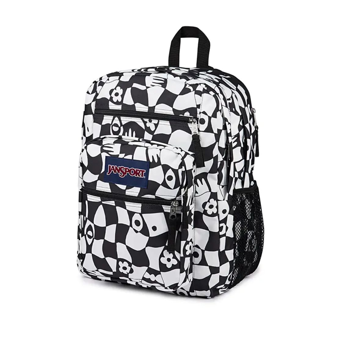 תיק גב ג'נספורט JanSport דגם Big Student - הדפס משבצות שחור לבן מעוות