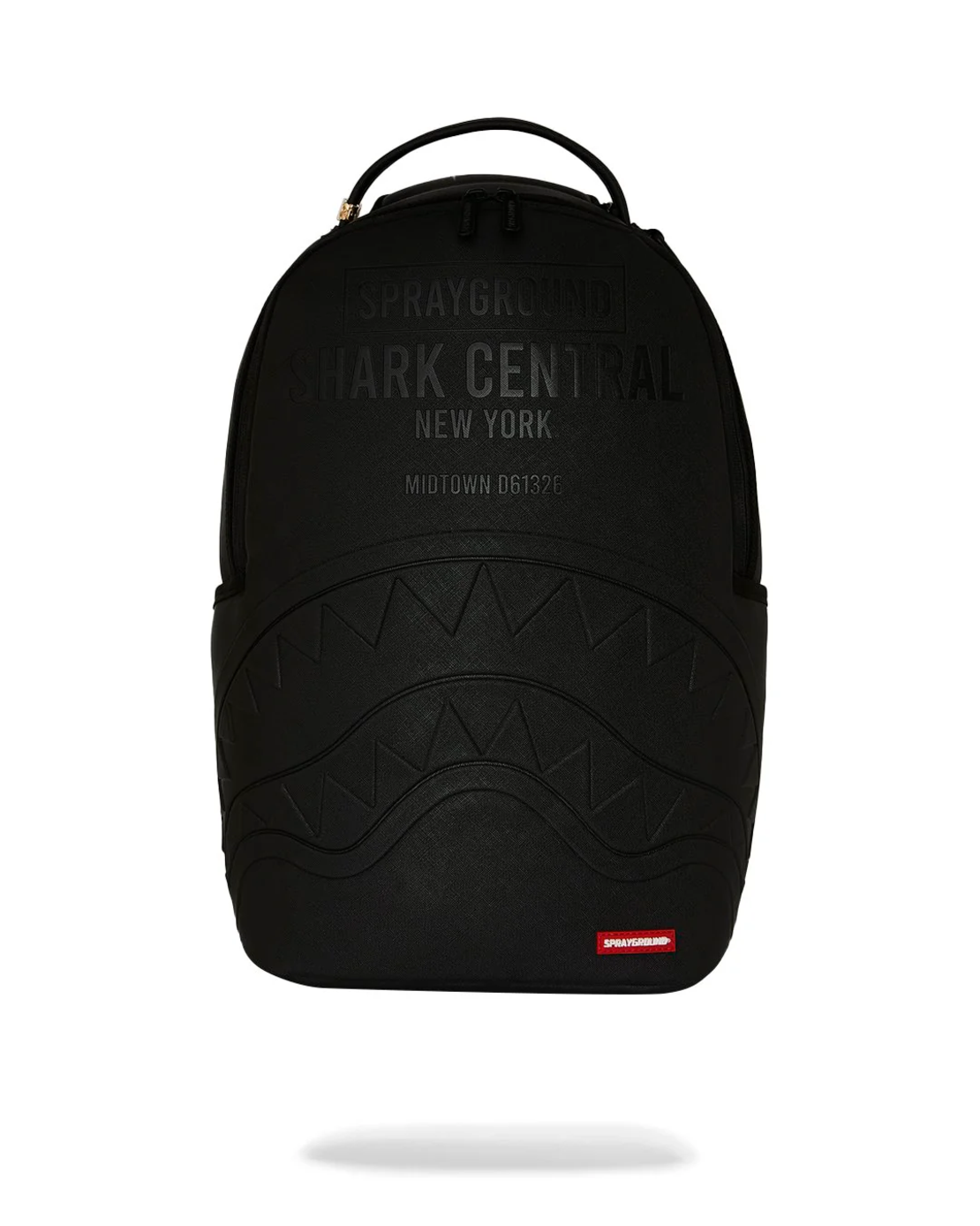 SHARK CENTRAL EMBOSSED BLACK NYLON BACKPACK
