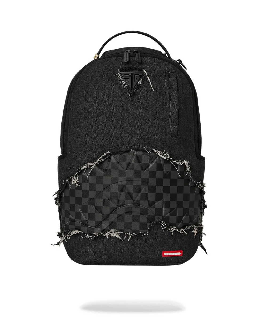 BLACK DENIM TEAR SHARK BACKPACK