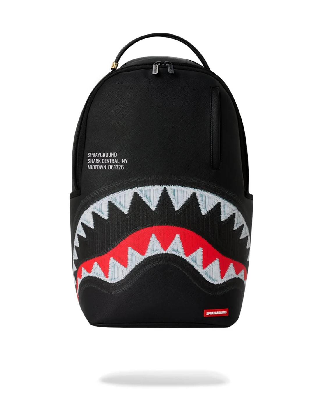 SHARK CENTRAL BLACK EMBROIDERED SHARK BACKPACK