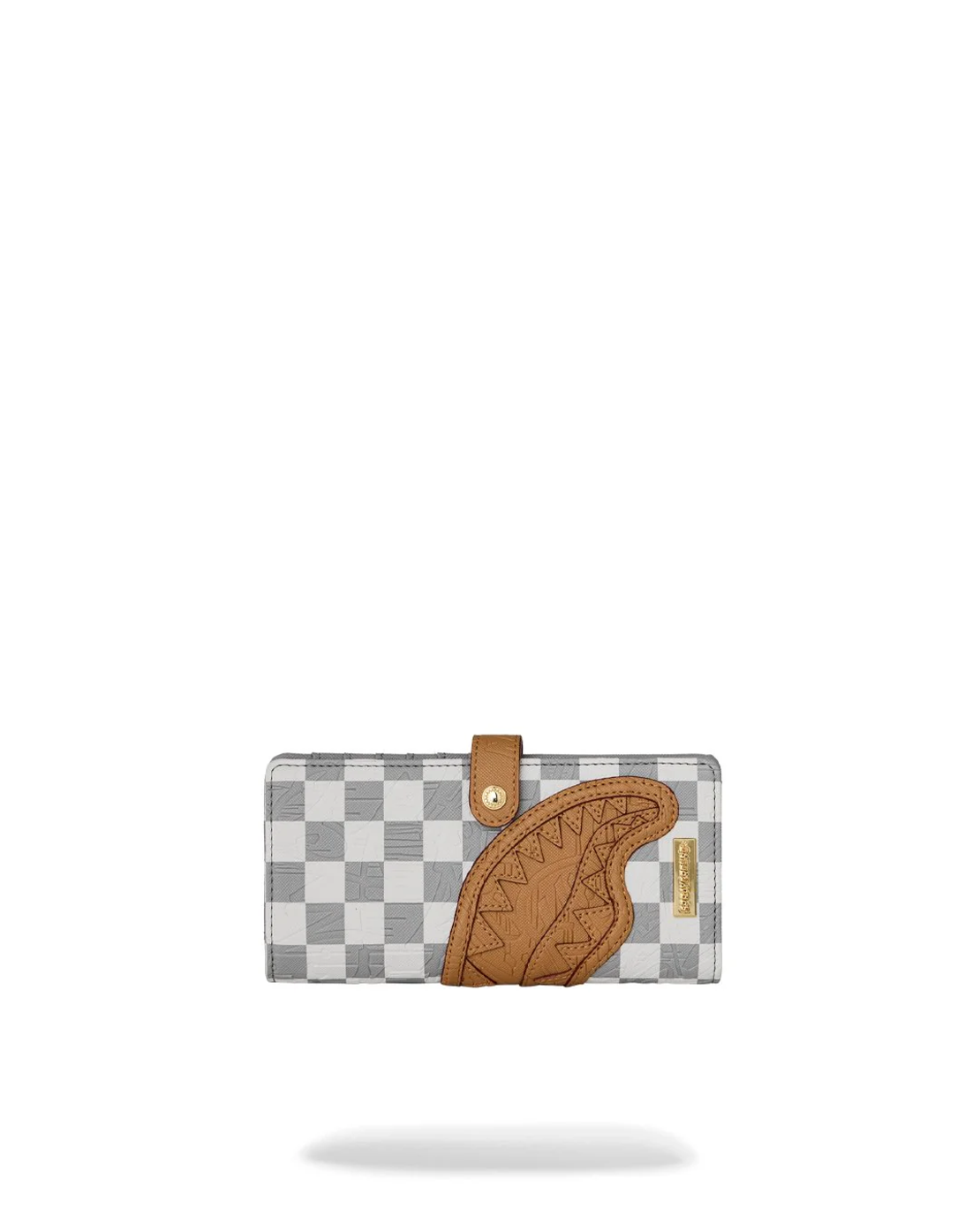 EMBOSSED CREAM CHECK SINGLE FOLD WALLET