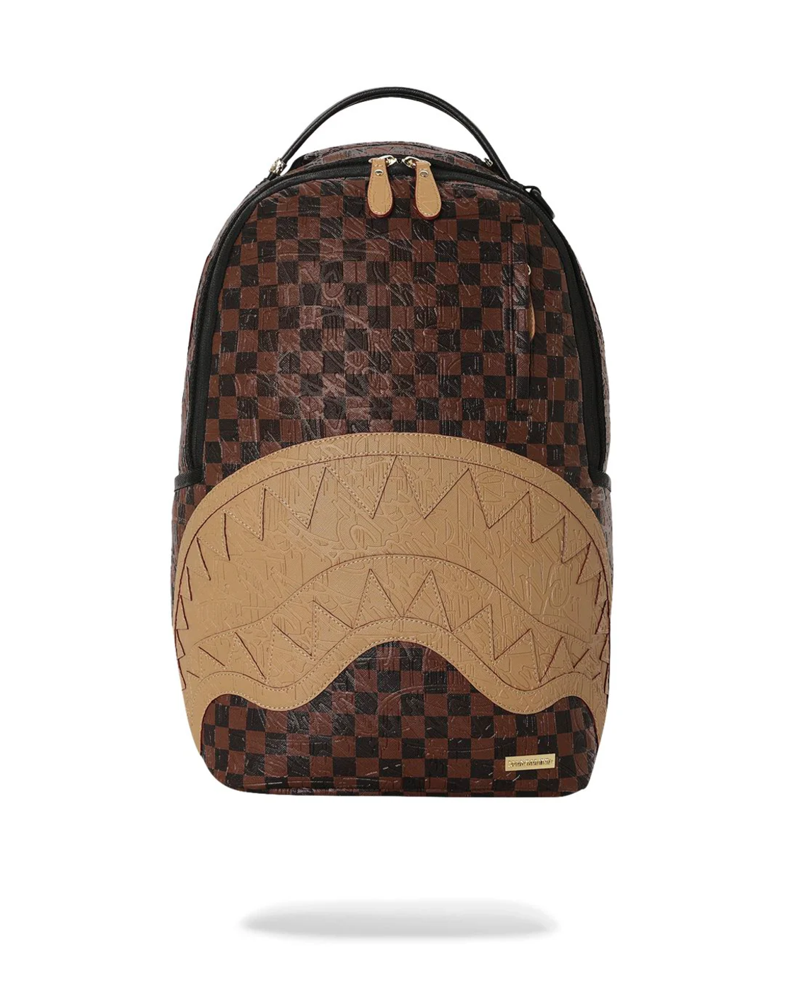 EMBOSSED CHECK BROWN BACKPACK