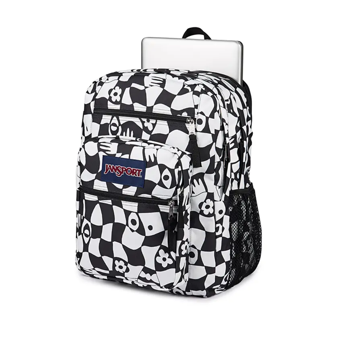 תיק גב ג'נספורט JanSport דגם Big Student - הדפס משבצות שחור לבן מעוות