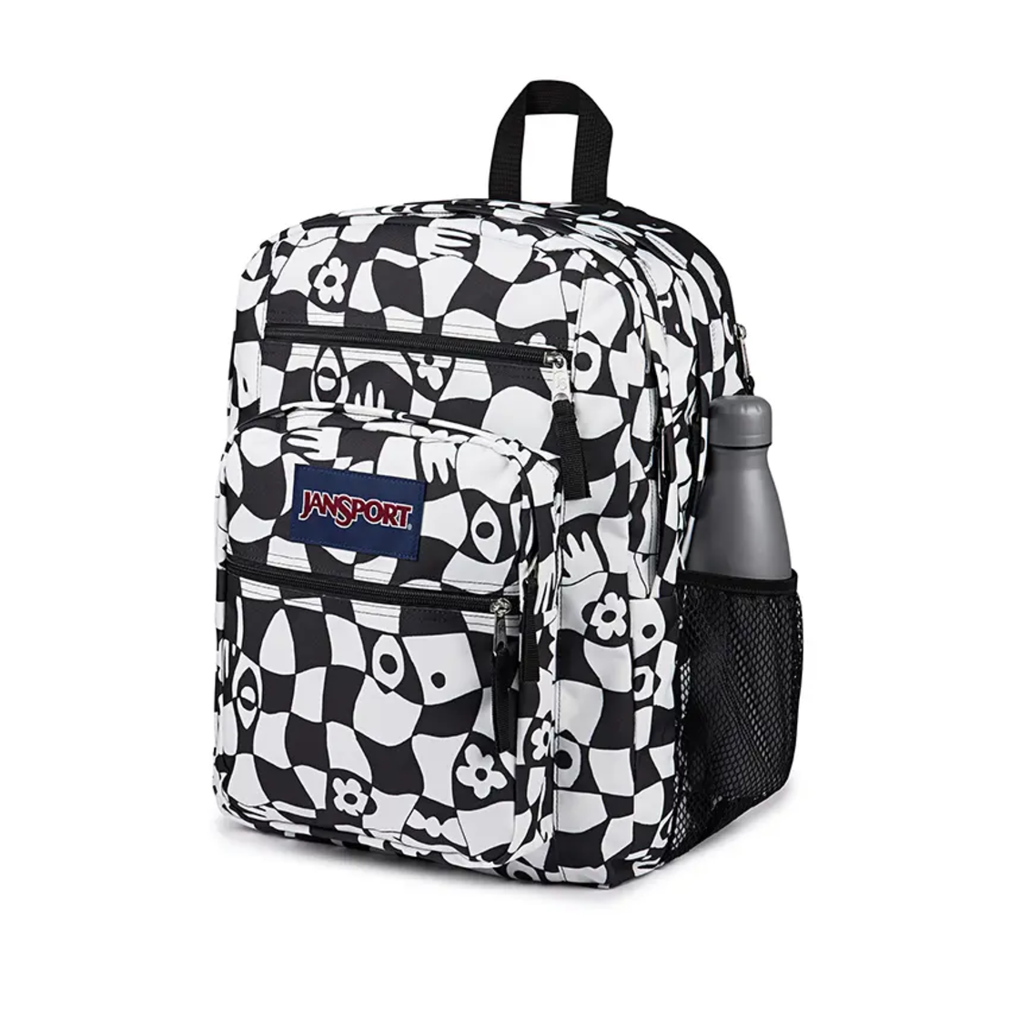 תיק גב ג'נספורט JanSport דגם Big Student - הדפס משבצות שחור לבן מעוות