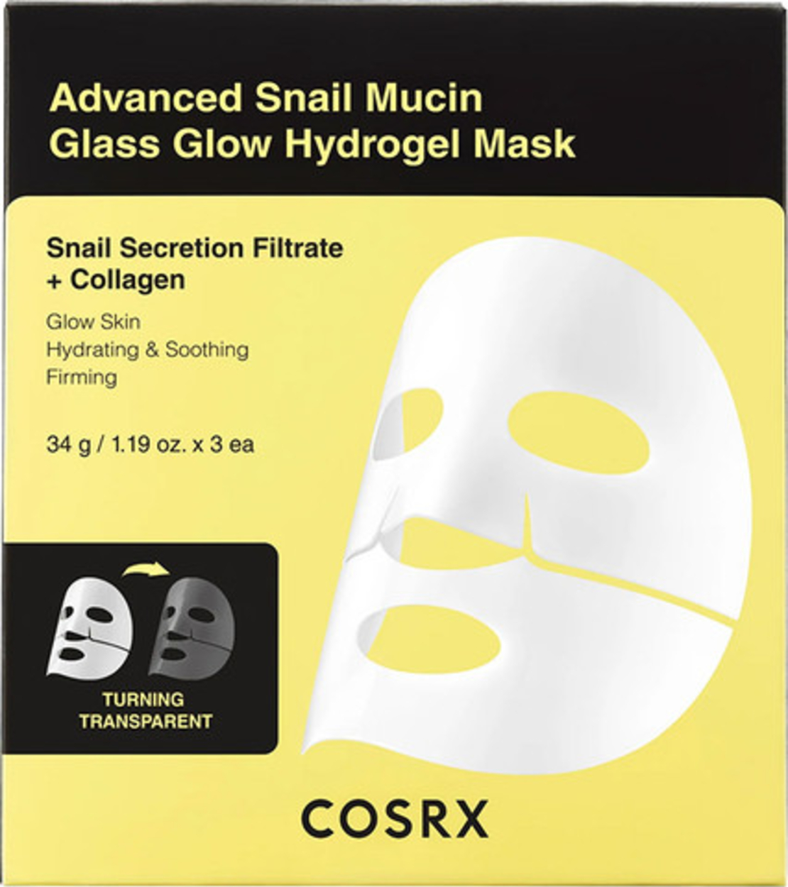 COSRX- קוסרקס מסיכת הידרוג'ל מתקדמת עם ריר חילזון למראה עור זוהר כזכוכית