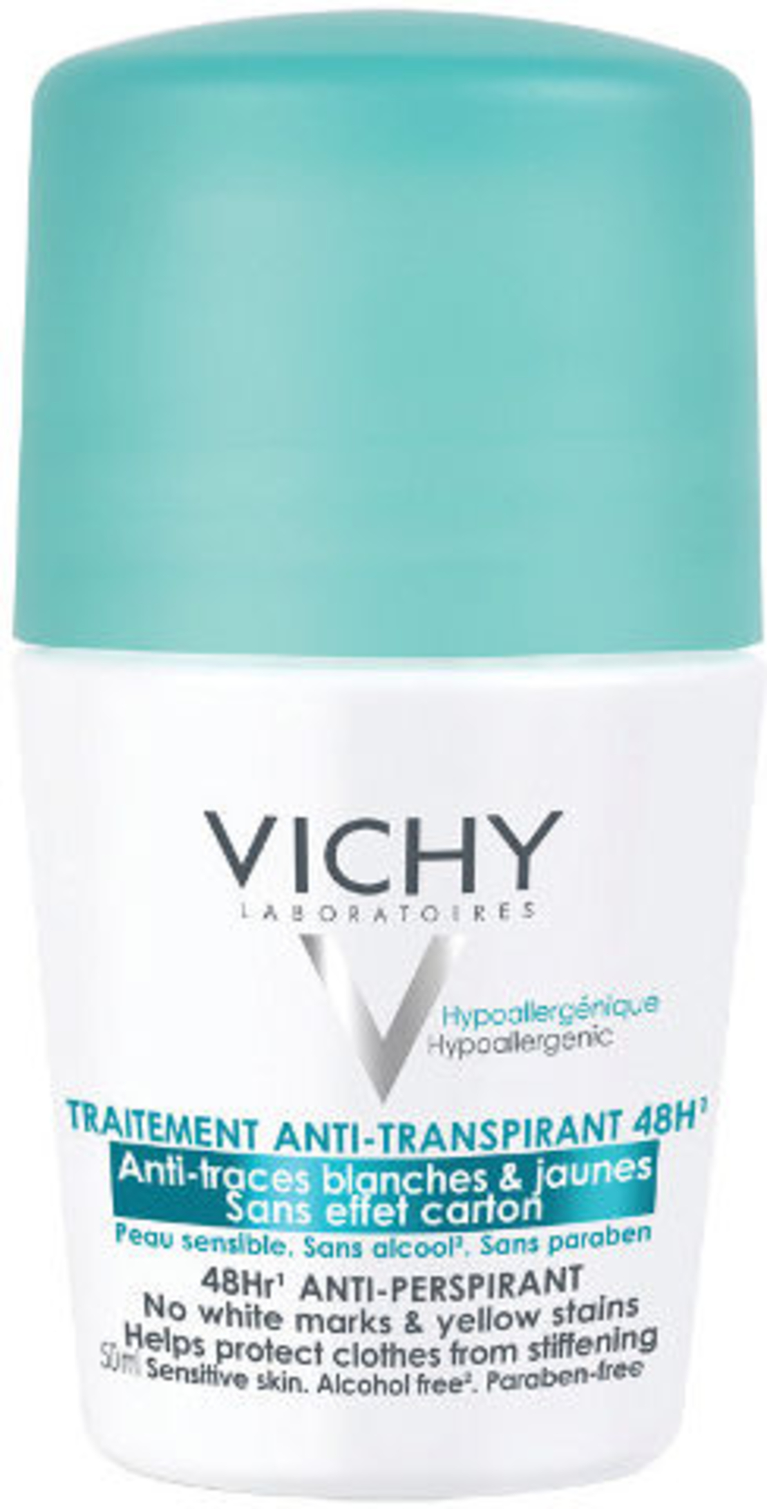 VICHY - דאודורנט רול און אנטי פרספירנט אינו משאיר סימנים על הבגדים 48 שעות