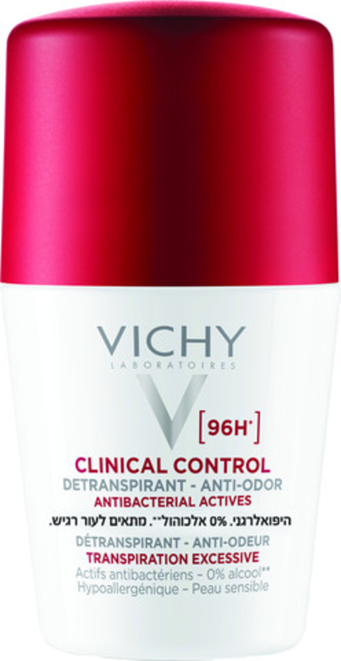 VICHY - דאודורנט קליניקל קונטרול 96 שעות. היפואלרגני. 0% אלכוהול. מתאים לעור רגיש