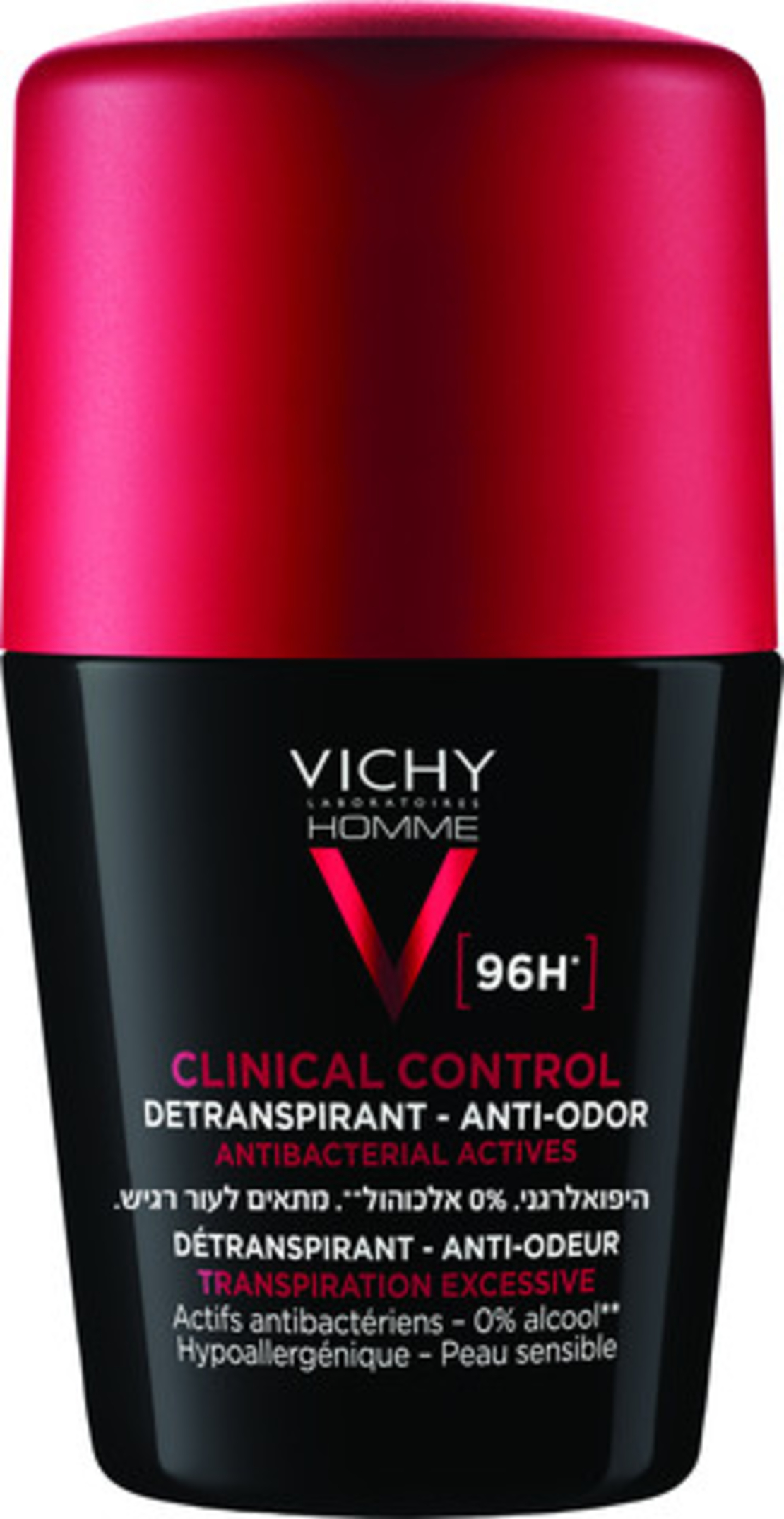 VICHY - דאודורנט קליניקל קונטרול לגבר 96 שעות. היפואלרגני. 0% אלכוהול. מתאים לעור רגיש