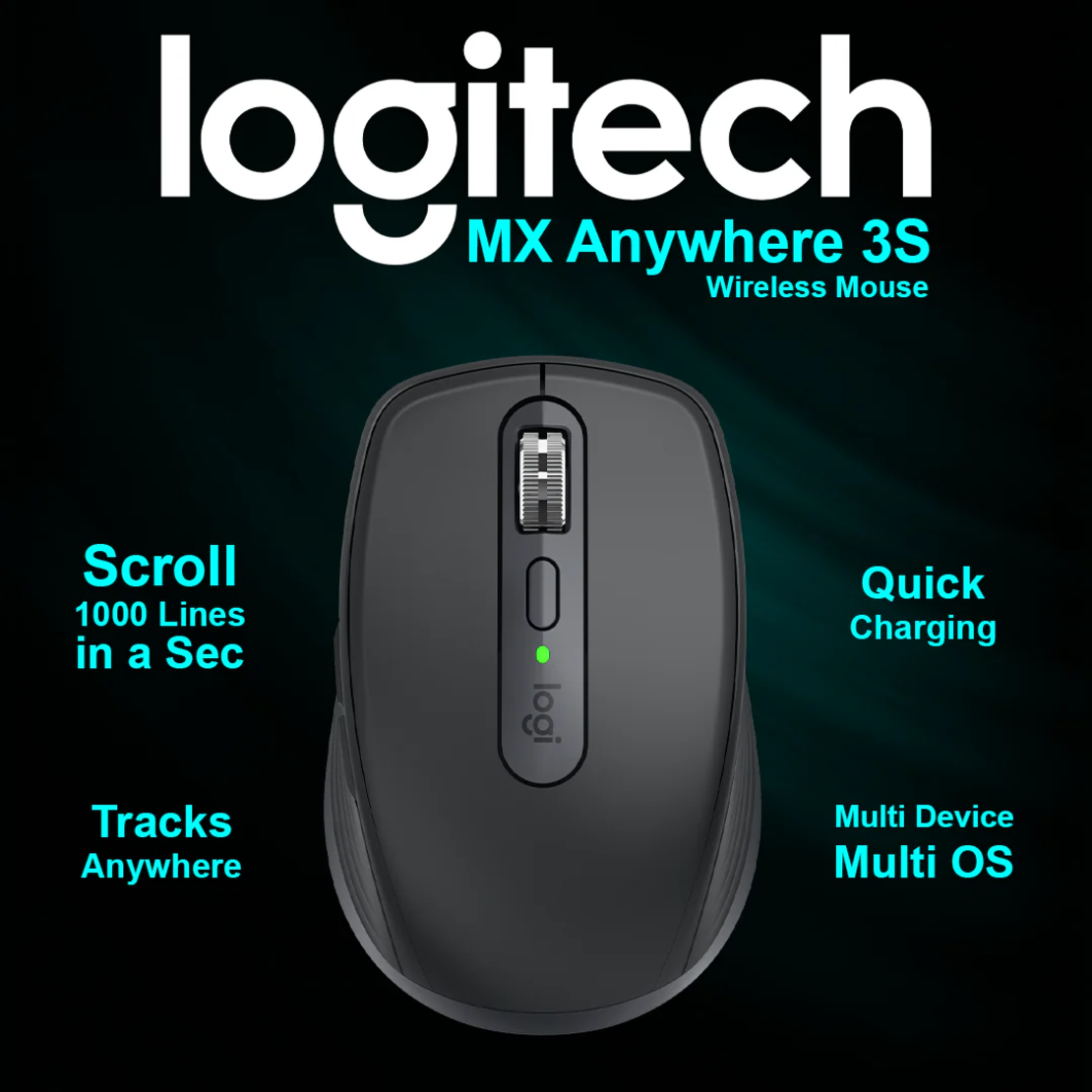 עכבר אלחוטי Logitech MX Anywhere 3S צבע שחור
