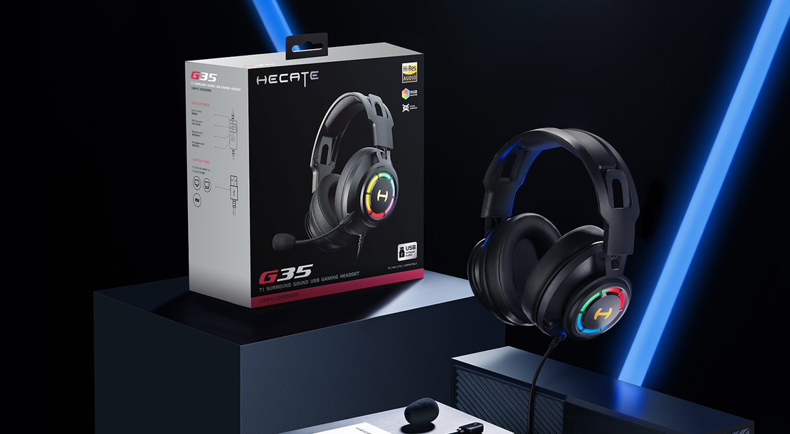 אוזניות קשת חוטיות לגיימינג עם מיקרופון מובנה Edifier G35 7.1 NC צבע שחור