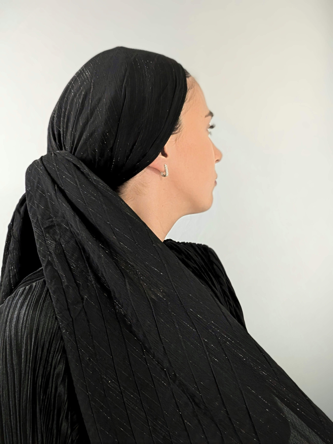 מטפחת לונג פליסה שיפון - שחור