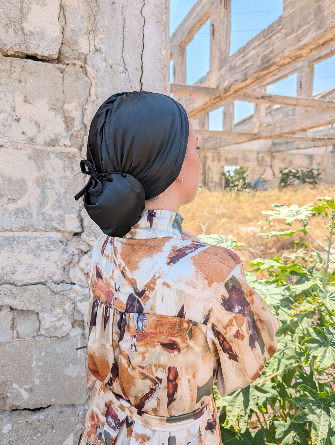 טורבן סאטן - שחור