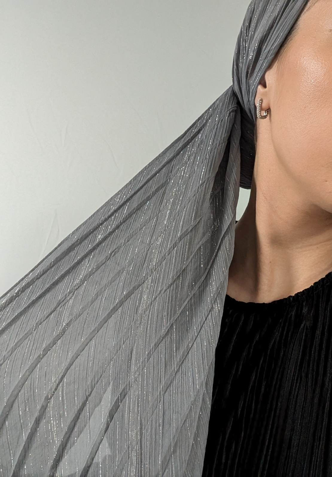 מטפחת לונג פליסה שיפון - אפור