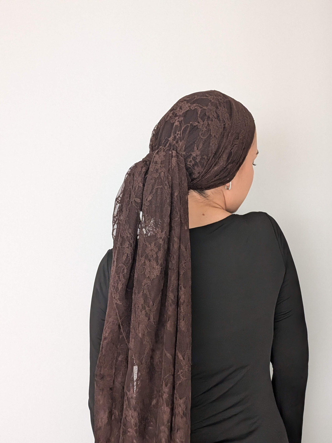 מטפחת לונג - תחרה חומה