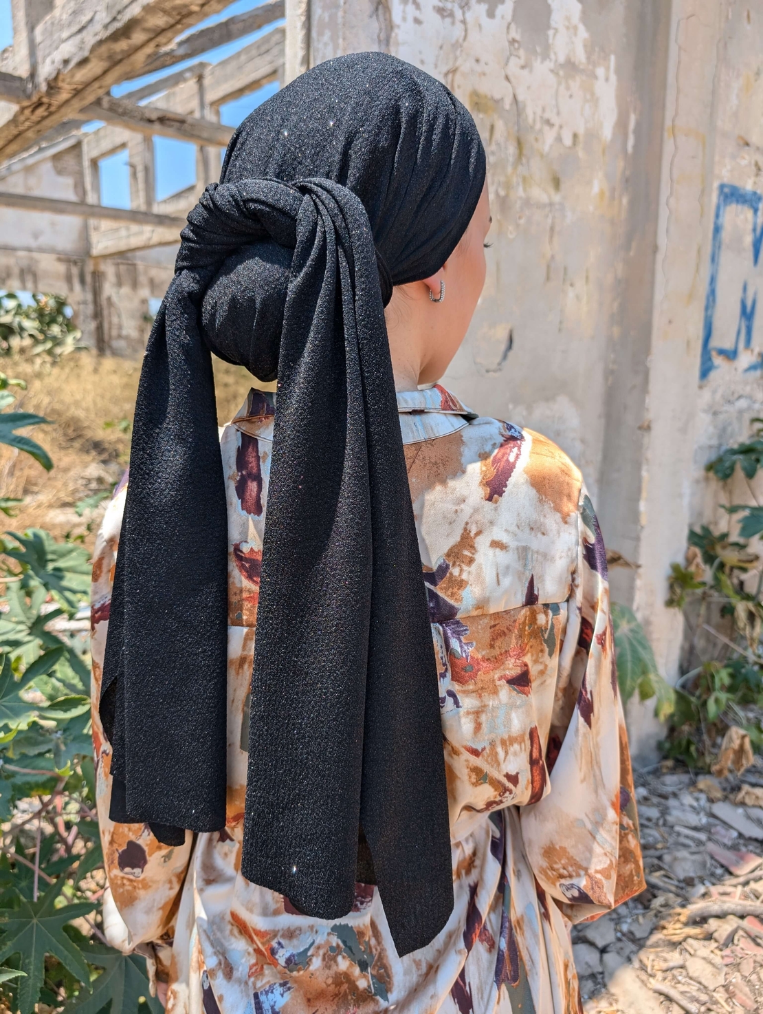 מטפחת לונג נצנץ שחורה