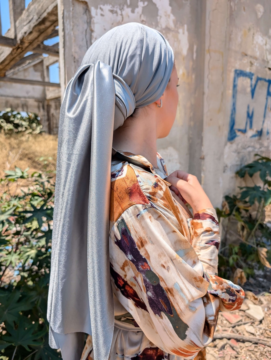 מטפחת לונג עטרה - אפור