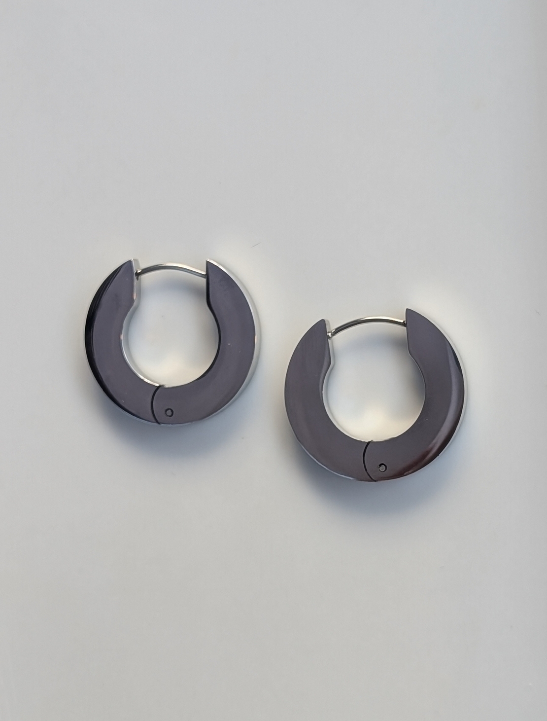 עגיל חישוק עבה stainless steel - כסף