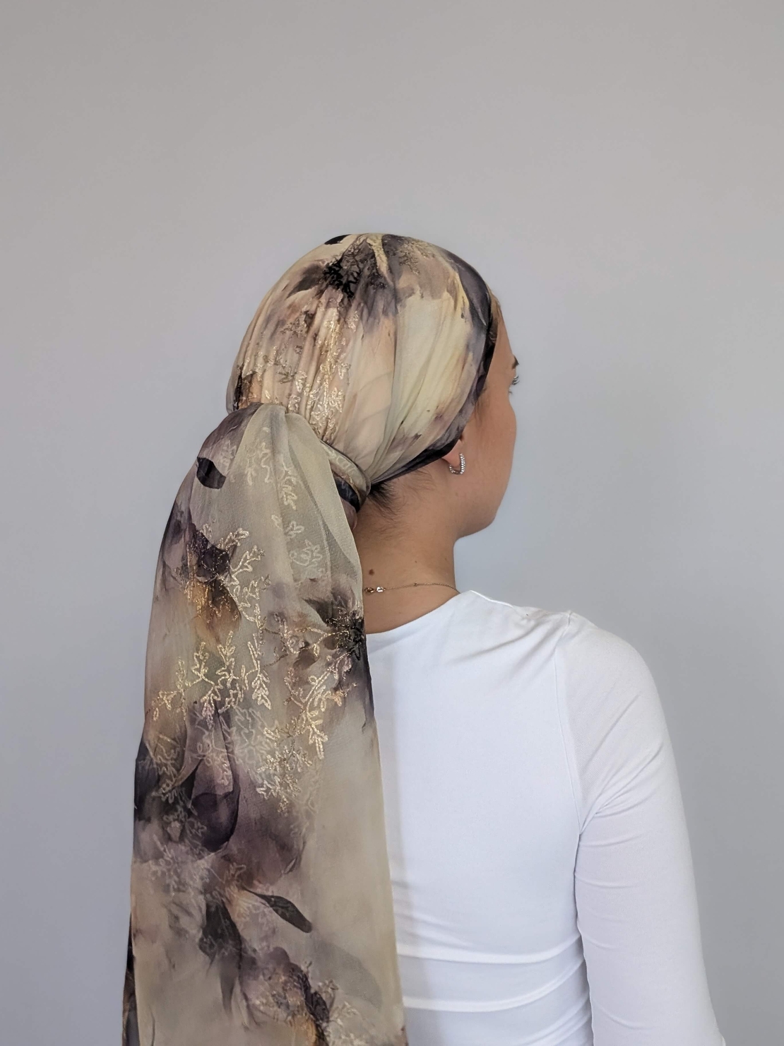 מטפחת לונג הלל - שיפון רקום