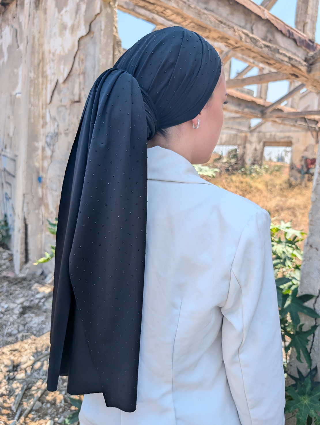 מטפחת לונג יהלומים - שחור