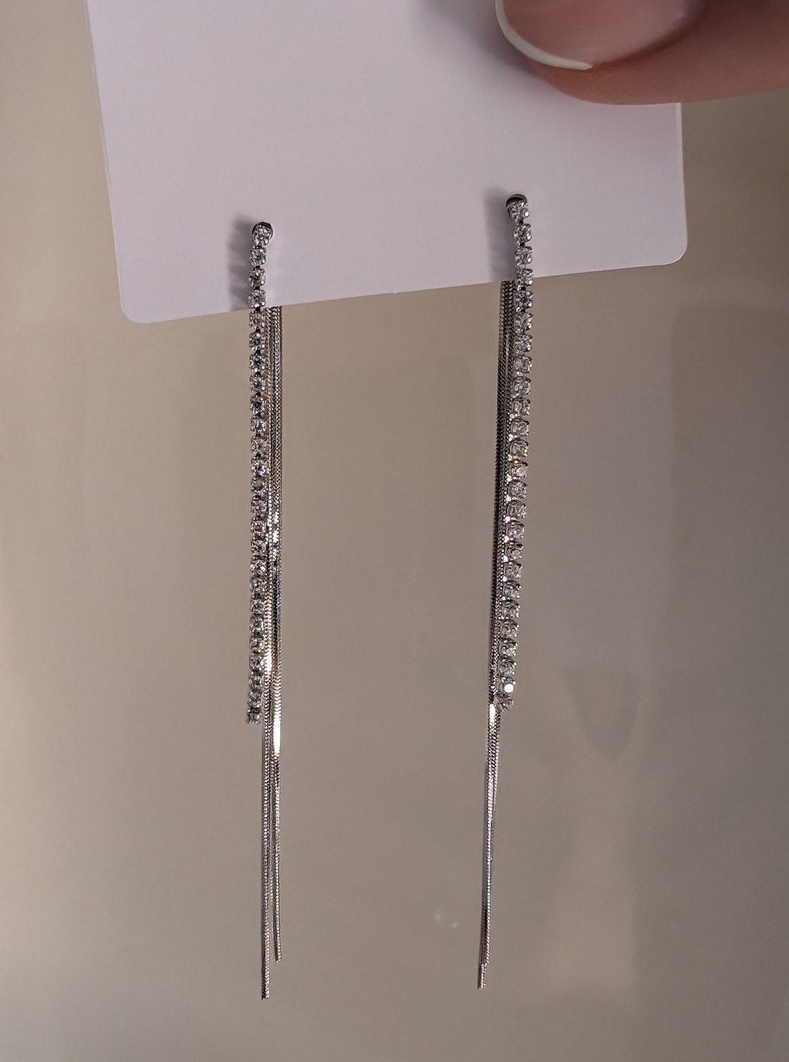 עגיל חוטים משובץ stainless steel - כסף