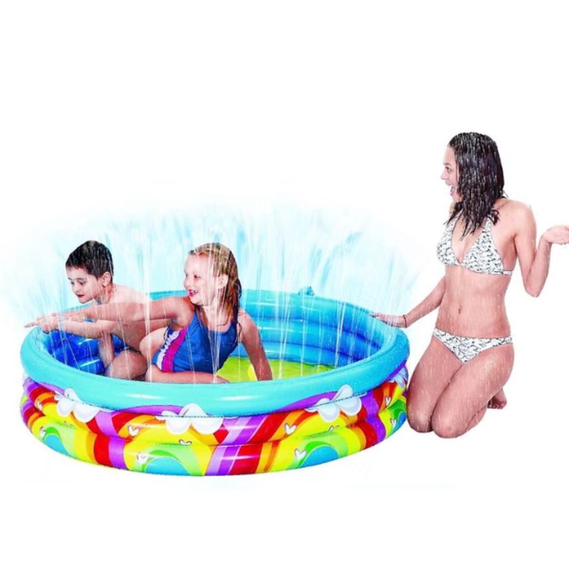 בריכה מתנפחת עגולה עם מזרקות מים - קוטר 150 ס״מ